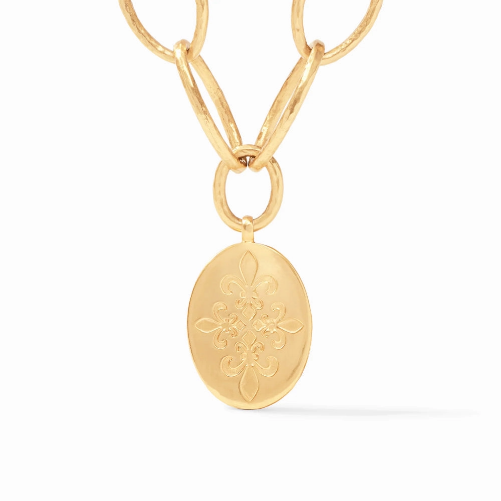 Julie Vos Fleur-de-Lis Statement Necklace in Iridescent Bahamian Blue