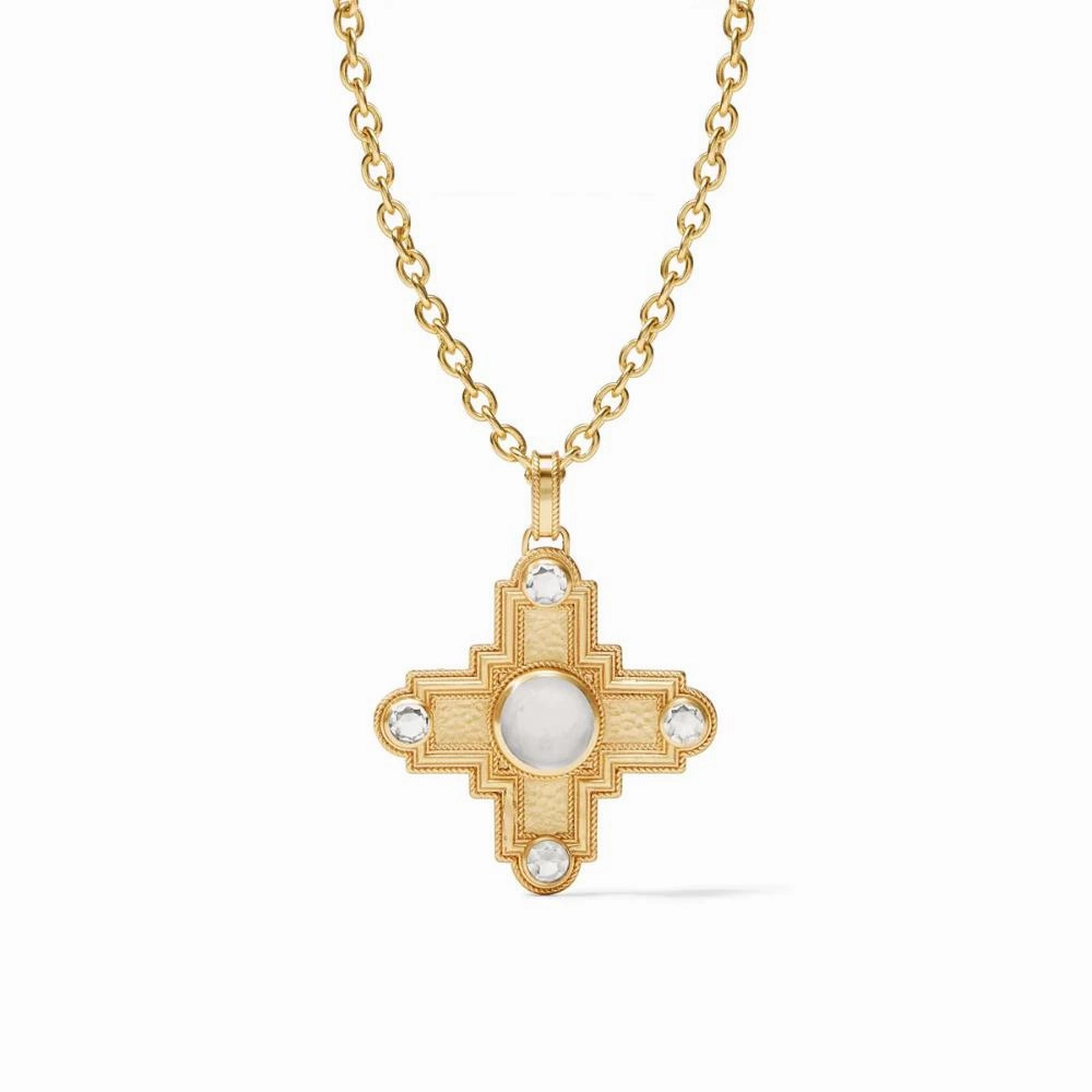 Julie Vos Theodora Pendant Necklace - Iridescent Clear Crystal