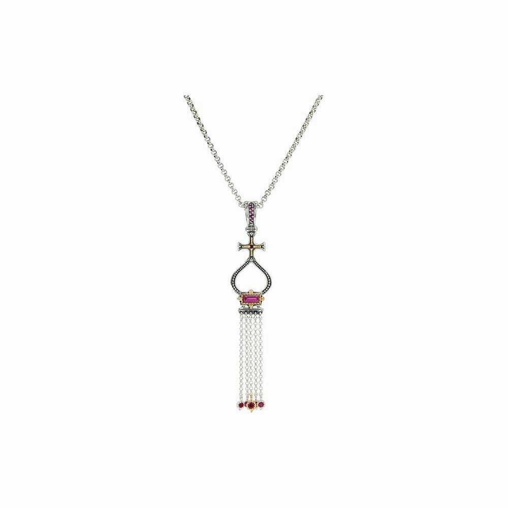Konstantino Dome Corundum Tassle Pendant