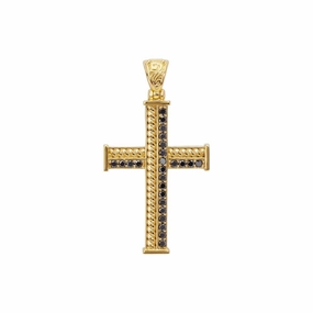 Konstantino Kavafi 18kt Black Diamond Cross Pendant