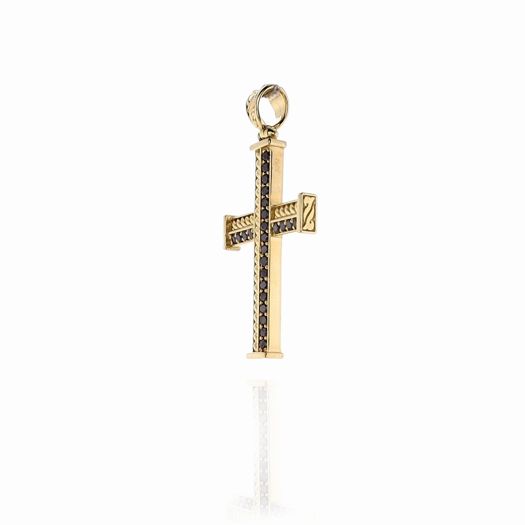 Konstantino Kavafi 18kt Black Diamond Cross Pendant