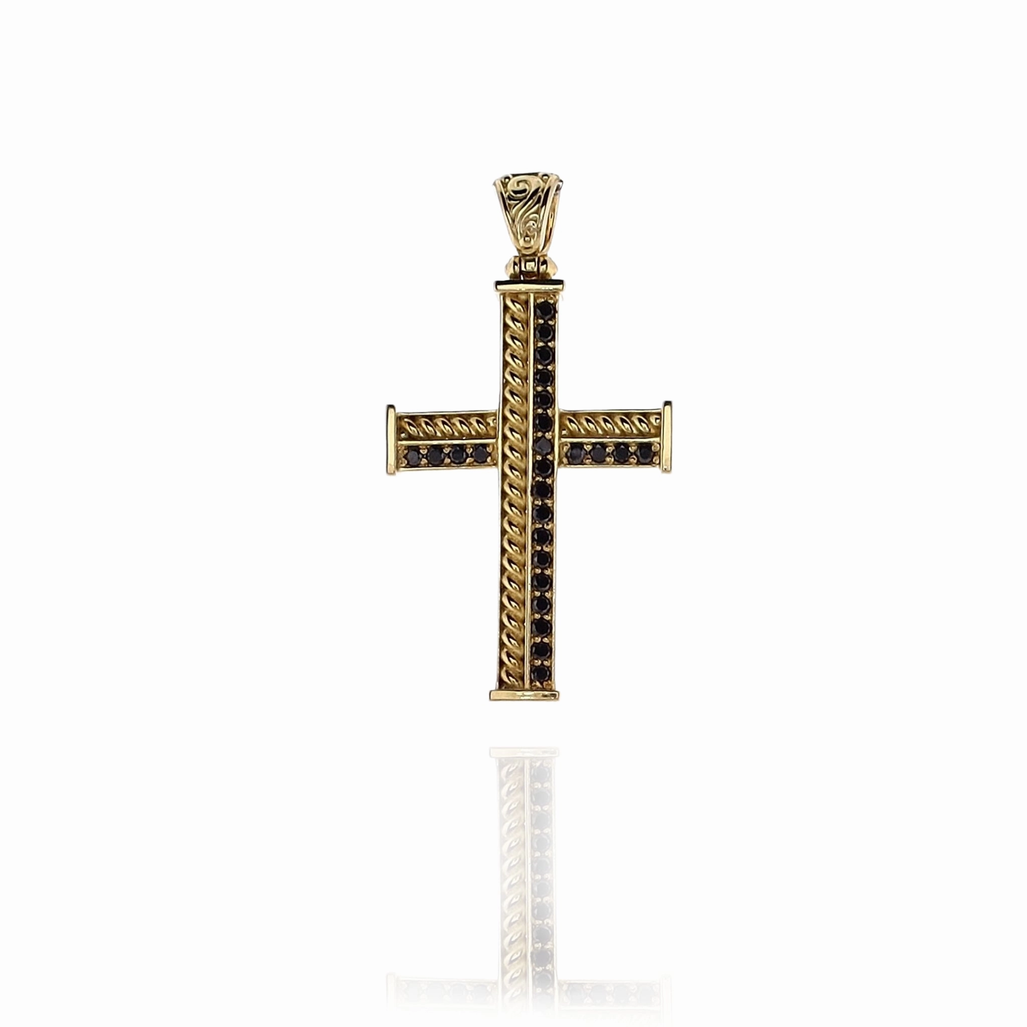 Konstantino Kavafi 18kt Black Diamond Cross Pendant