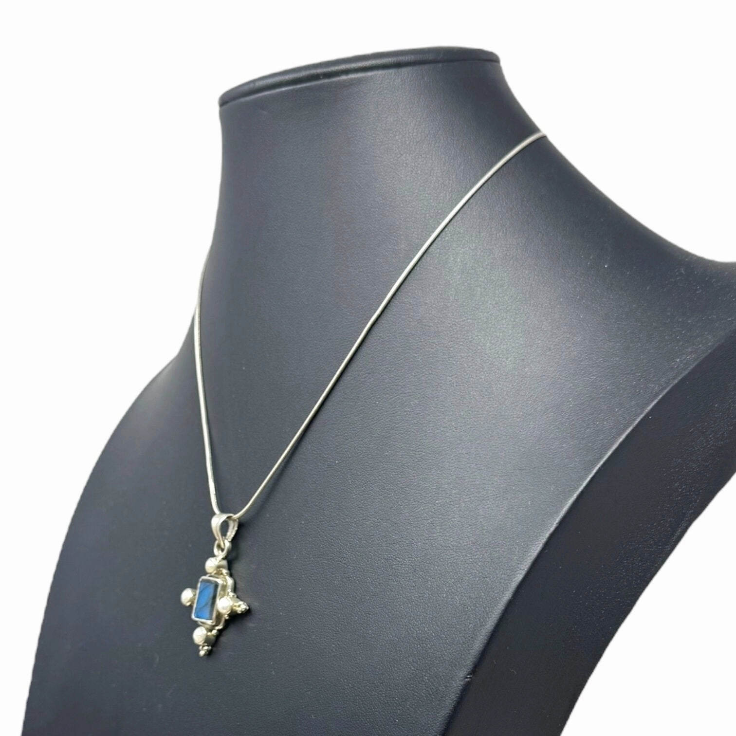 Labradorite & Pearl Sterling Silver Necklace
