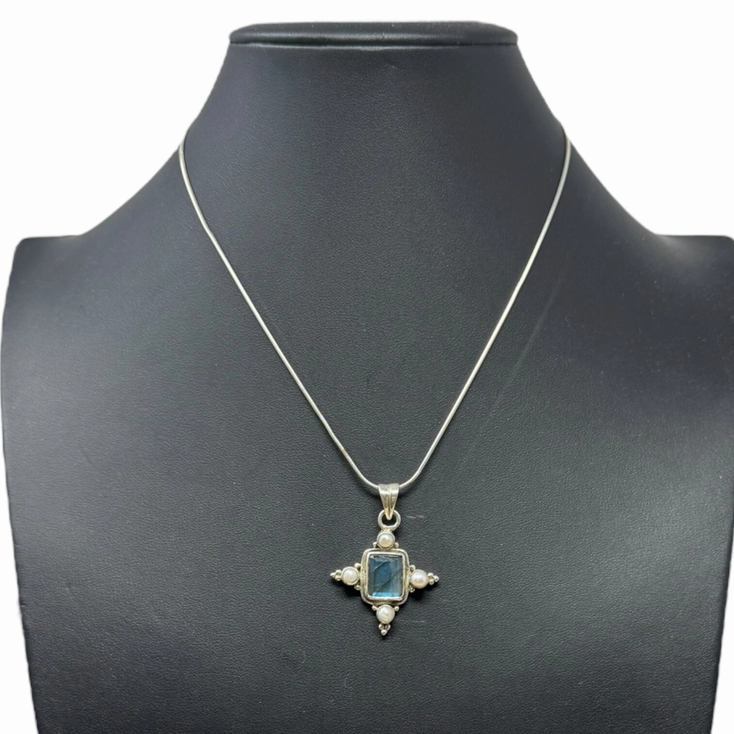 Labradorite & Pearl Sterling Silver Necklace