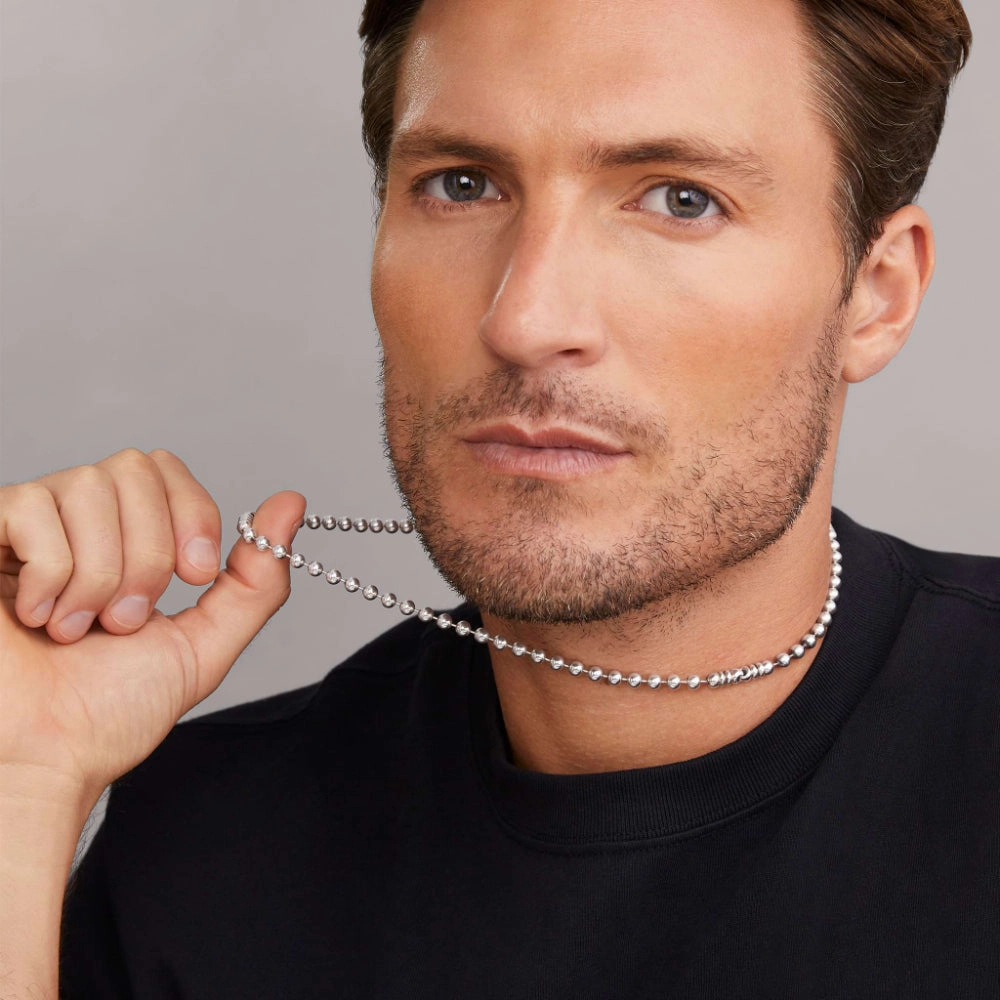 Lagos Anthem Silver Station Caviar Beaded Necklace