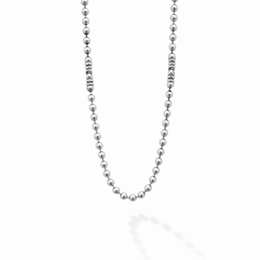 Lagos Anthem Silver Station Caviar Beaded Necklace