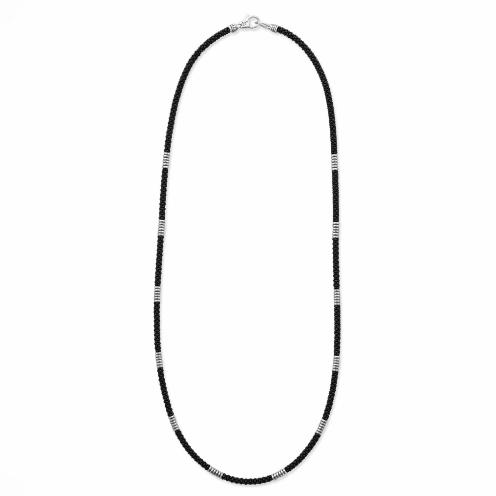 Lagos Black Caviar Silver Station Matte Ceramic Beaded Necklace