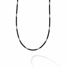 Lagos Black Caviar Silver Station Matte Ceramic Beaded Necklace