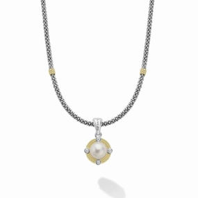 Lagos Luna Pearl Diamond Caviar Necklace
