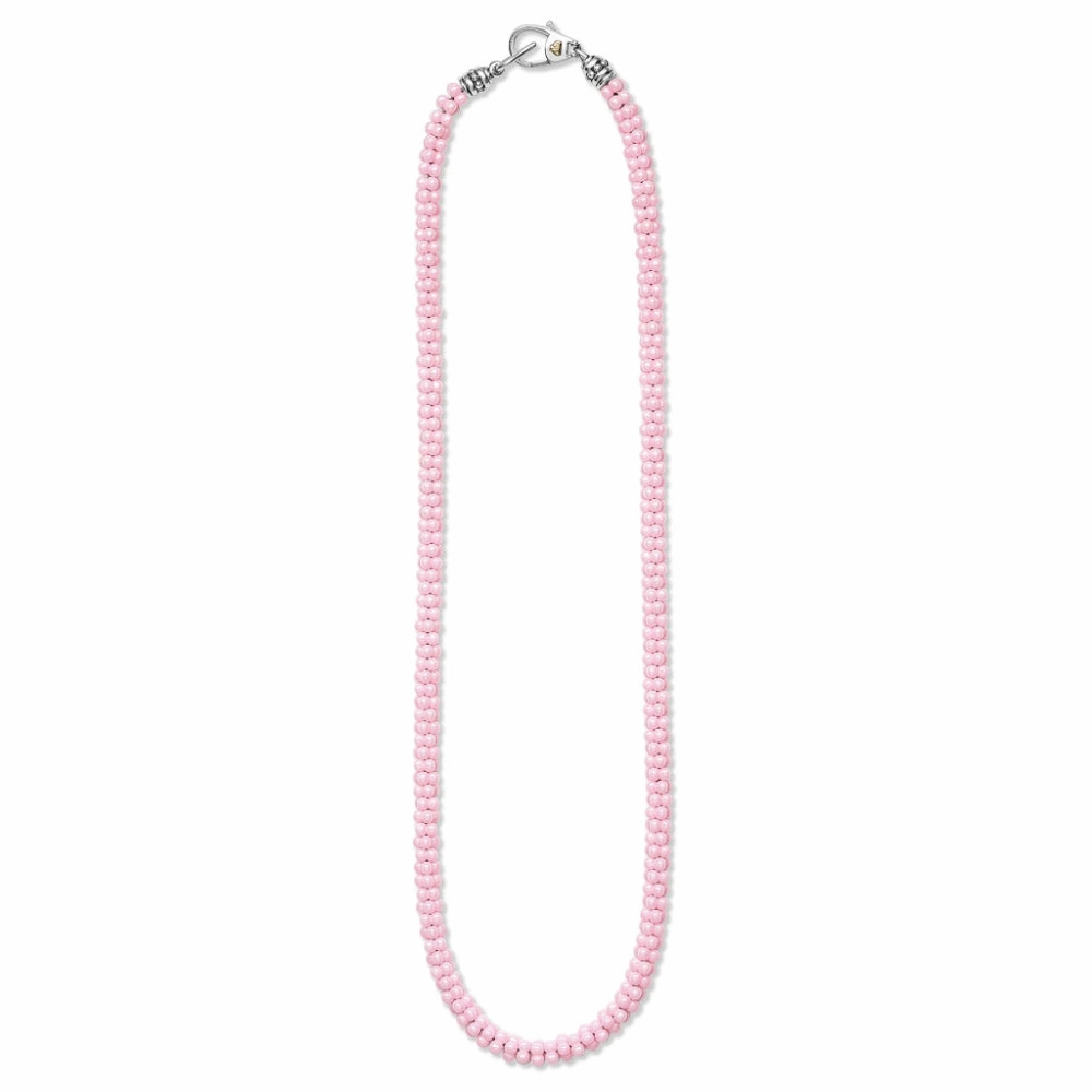 Lagos Pink Caviar Ceramic Beaded Necklace, 5mm