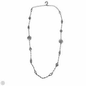 London Groove Long Silver Scroll & Crystal Multi Station Necklace By Brighton