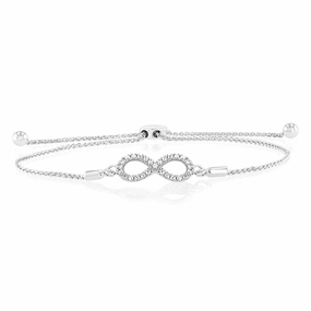 Luminesce Lab Grown Diamond Infinity Silver Bolo Bracelet