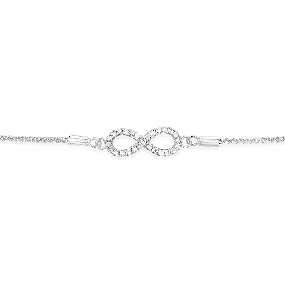 Luminesce Lab Grown Diamond Infinity Silver Bolo Bracelet