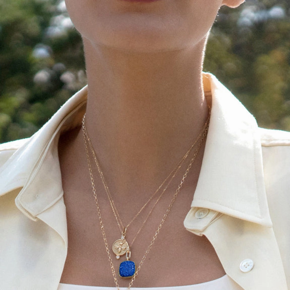 Monica Rich Kosann Slim "Rae" Locket Necklace with Blue Sapphires