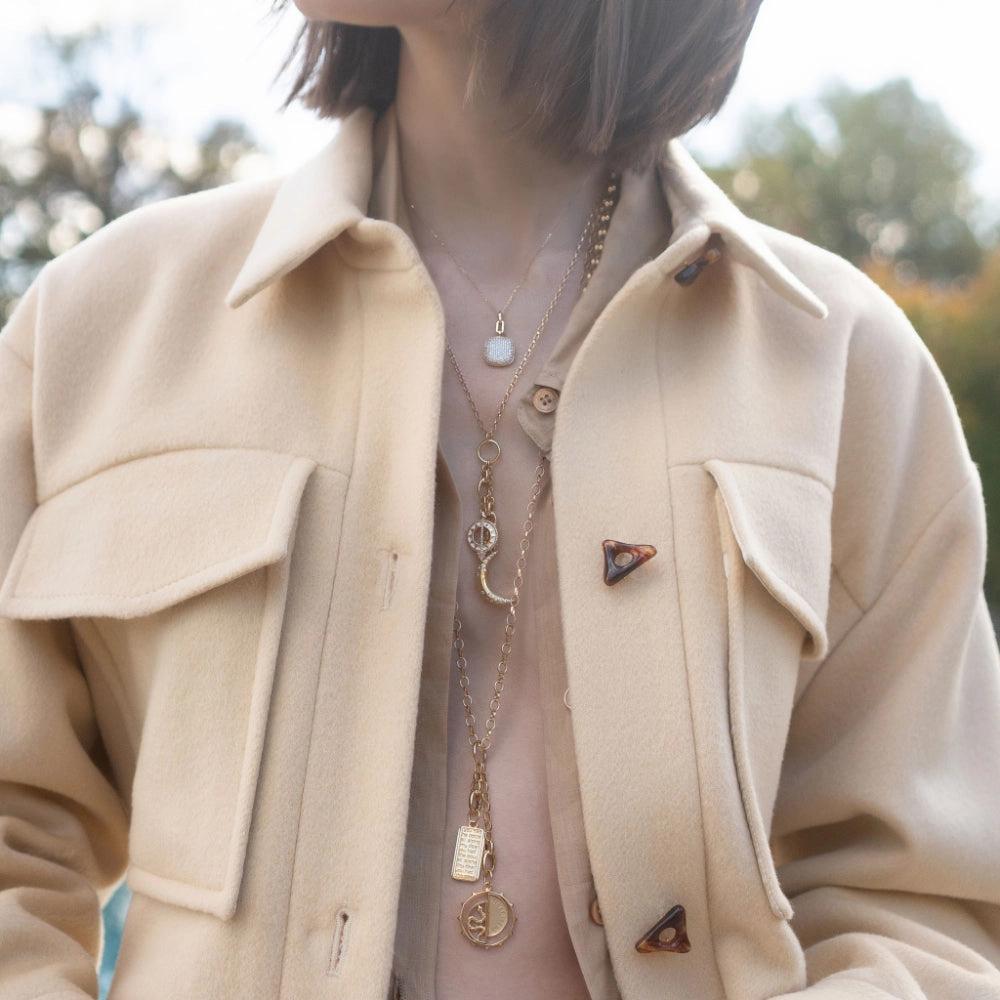 Monica Rich Kosann Slim "Rae" Locket Necklace with White Diamonds