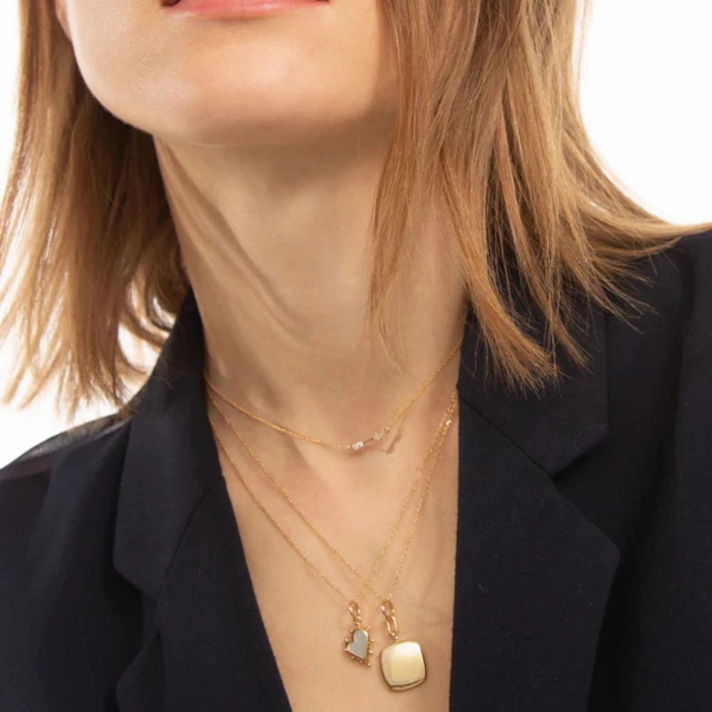 MRK 18k Petite Mother of Pearl Gold Heart Necklace