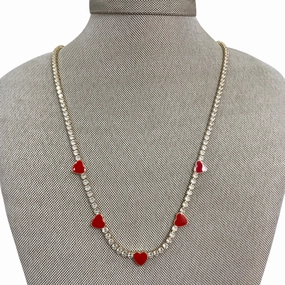Necklace Choker & Collar By Melania Clara In Gold & Red