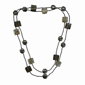 Necklace Lariat & Y-Drop By Clothes Mentor In Black & Silver