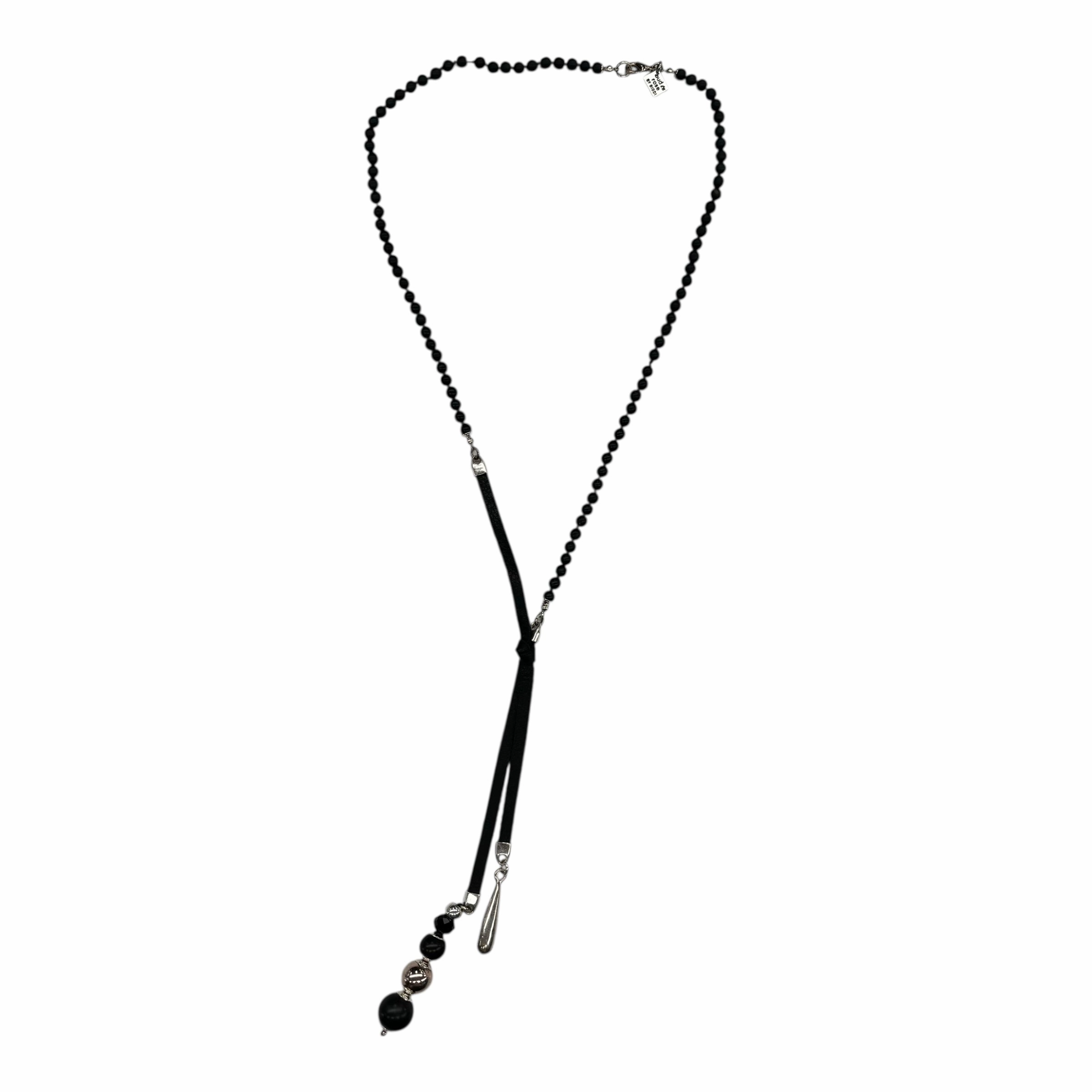 Necklace Lariat & Y-Drop By Clothes Mentor In Black & Silver