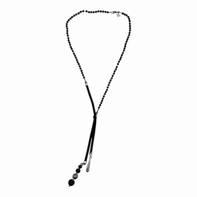 Necklace Lariat & Y-Drop By Clothes Mentor In Black & Silver
