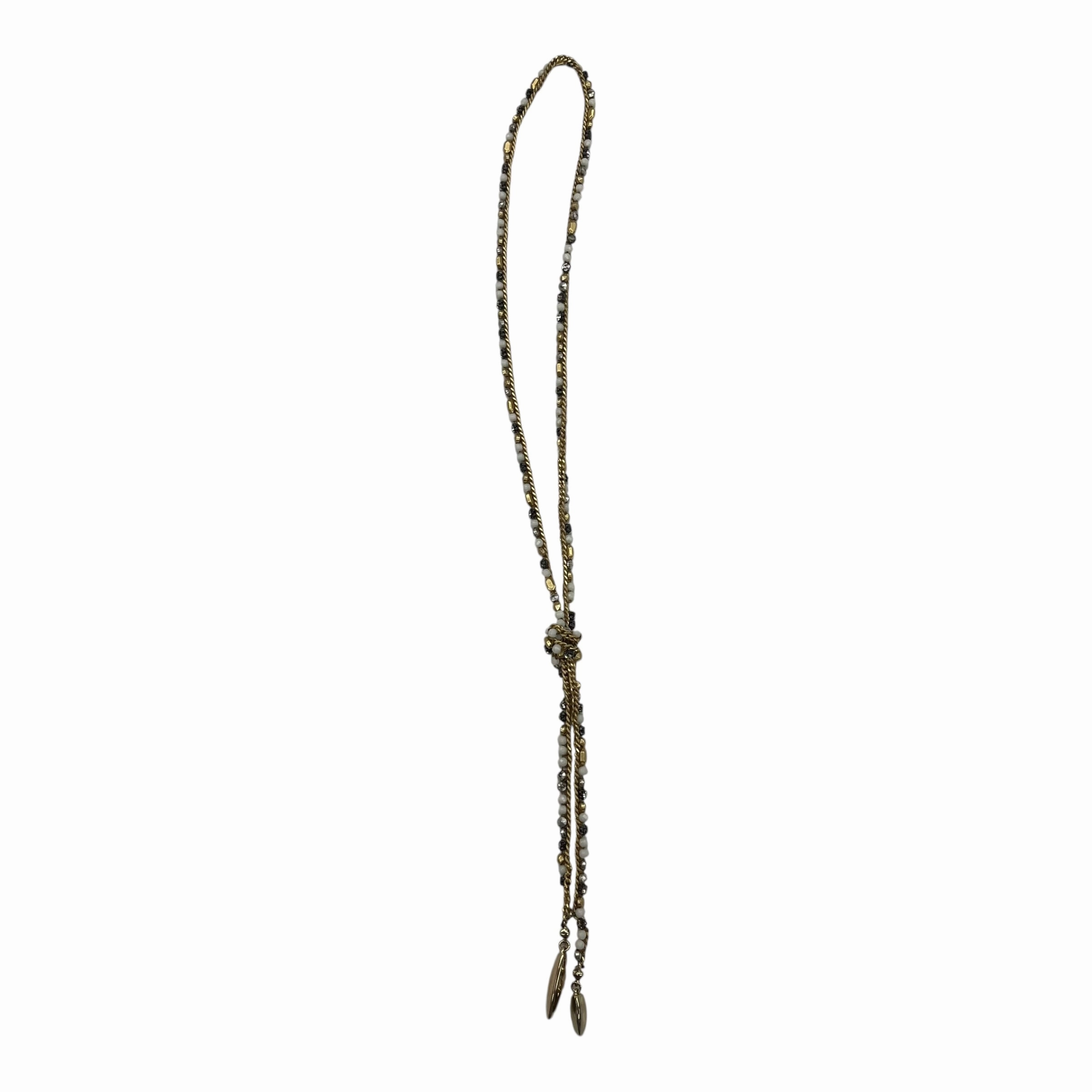 Necklace Lariat & Y-Drop By Clothes Mentor In Gold & Grey