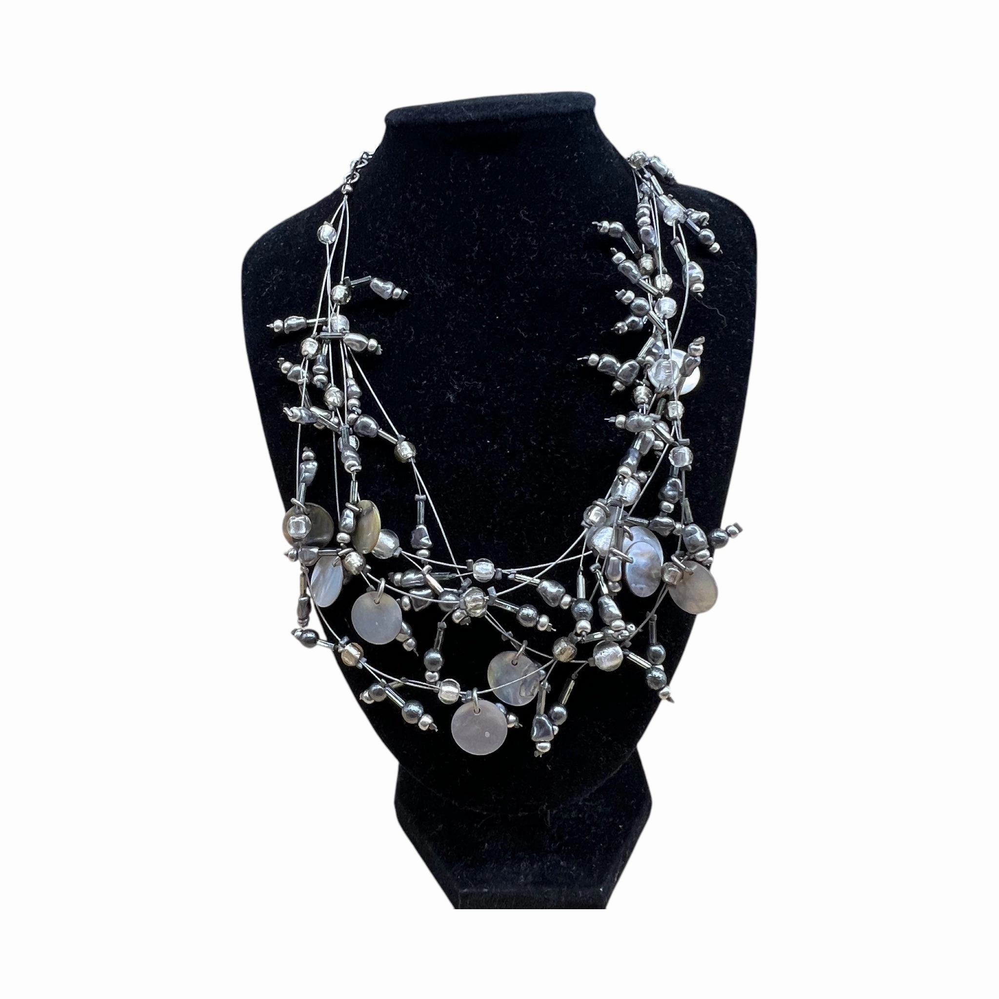 Necklace Layered By chicos  In Grey & Silver
