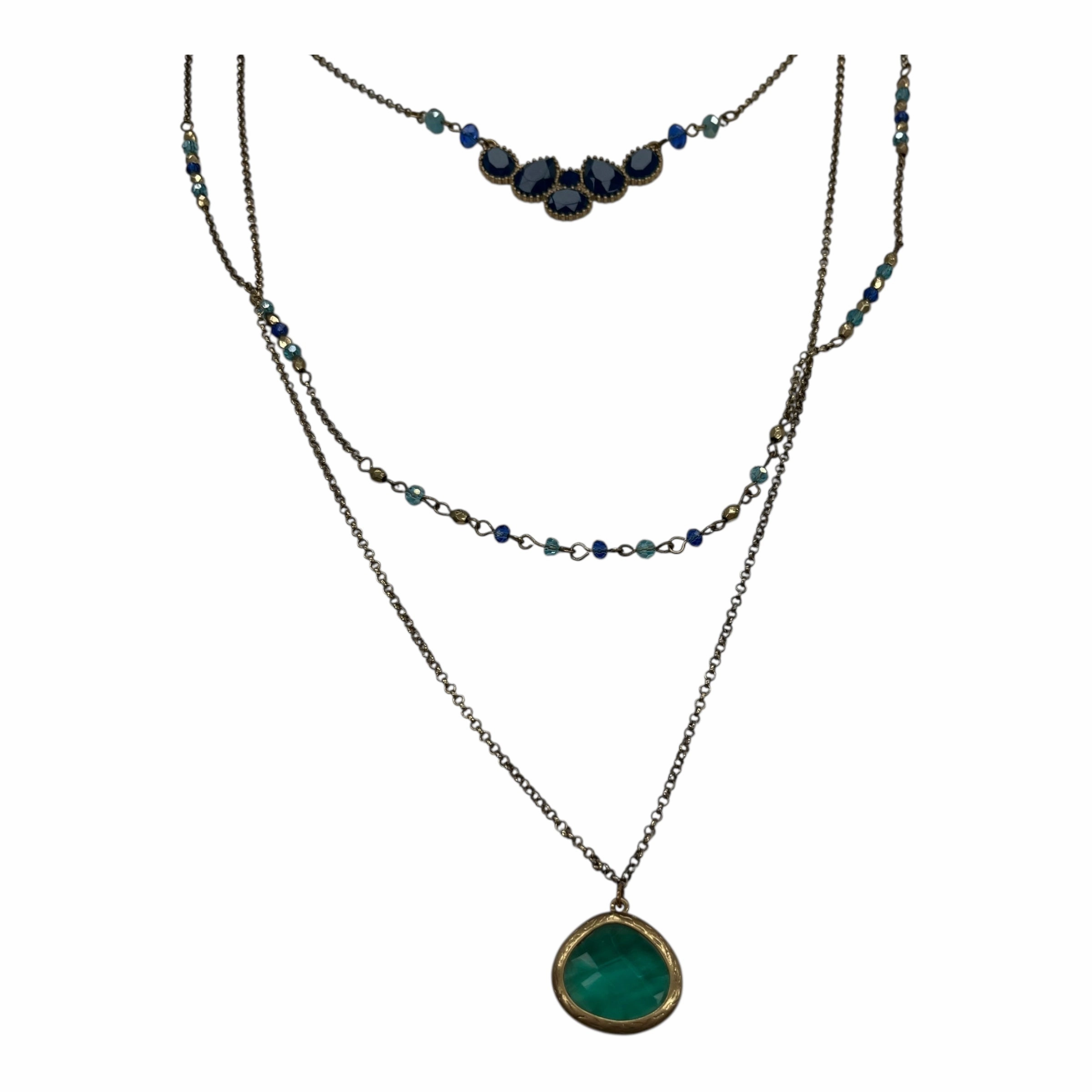 Necklace Layered By Clothes Mentor In Blue & Gold