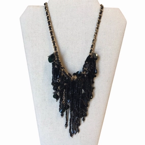Necklace Layered In Black & Gold