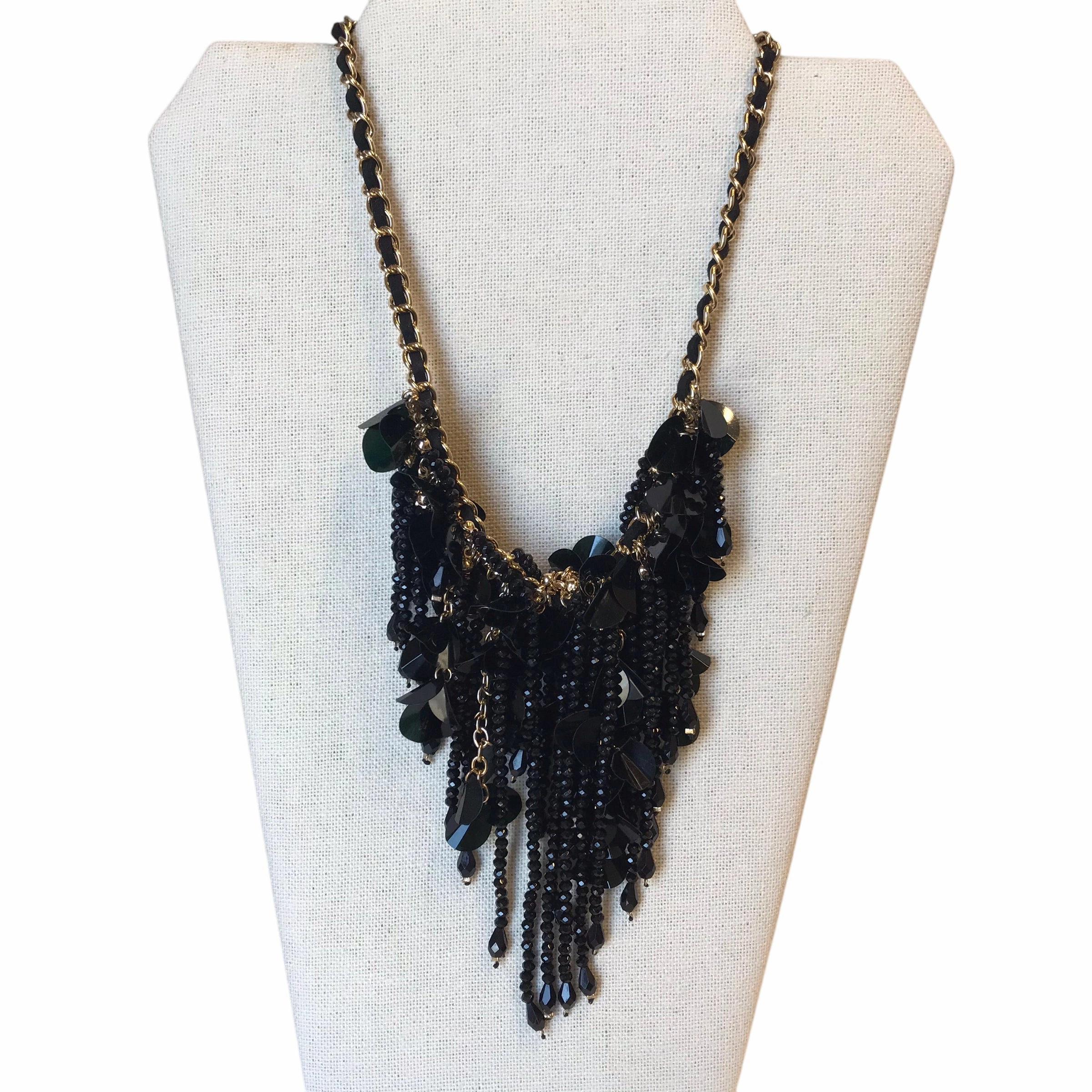 Necklace Layered In Black & Gold