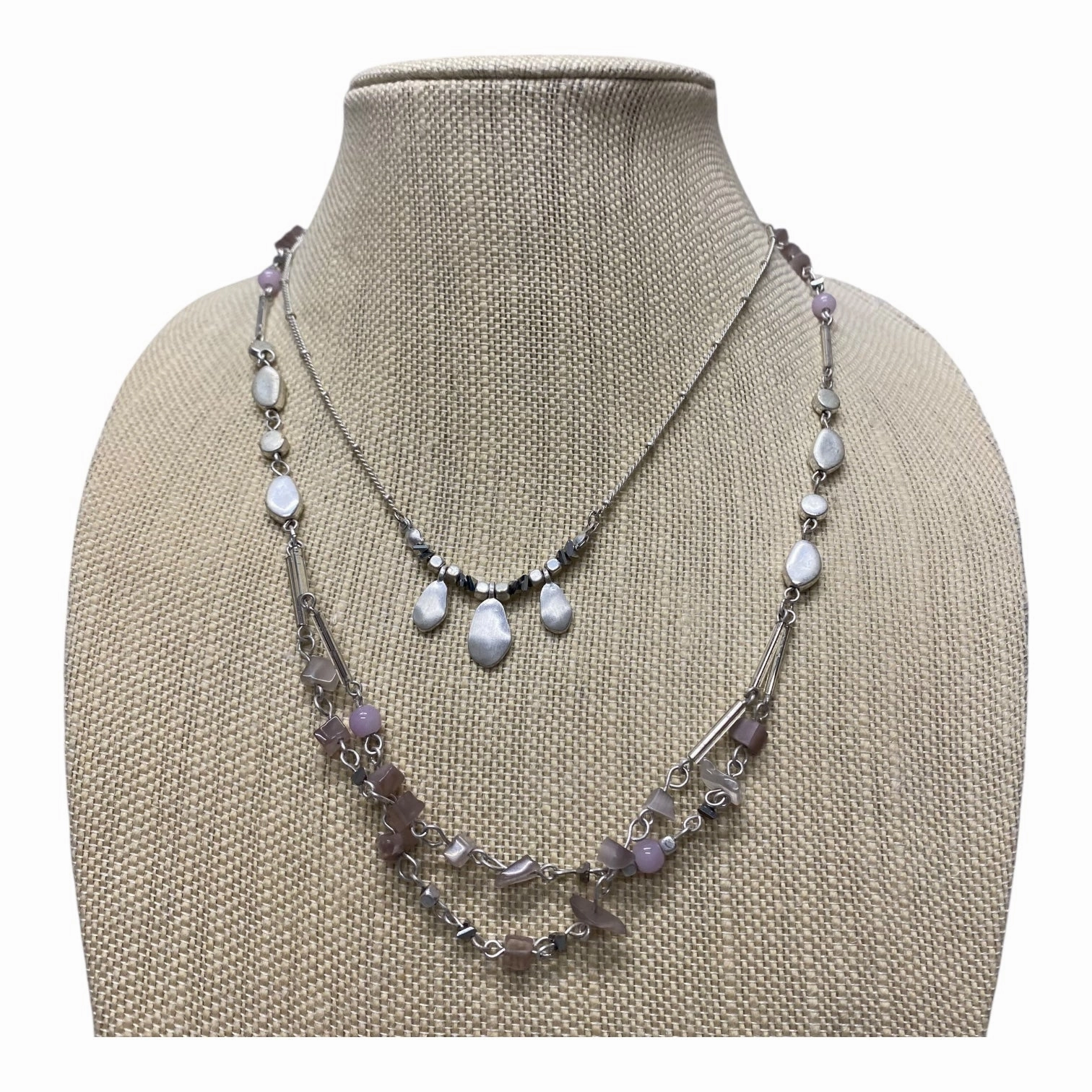 Necklace Layered  In Silver