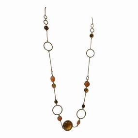 Necklace Other In Gold & Orange