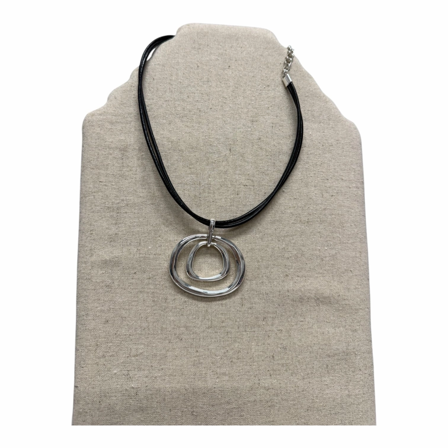 Necklace Pendant By Chicos In Black & Silver