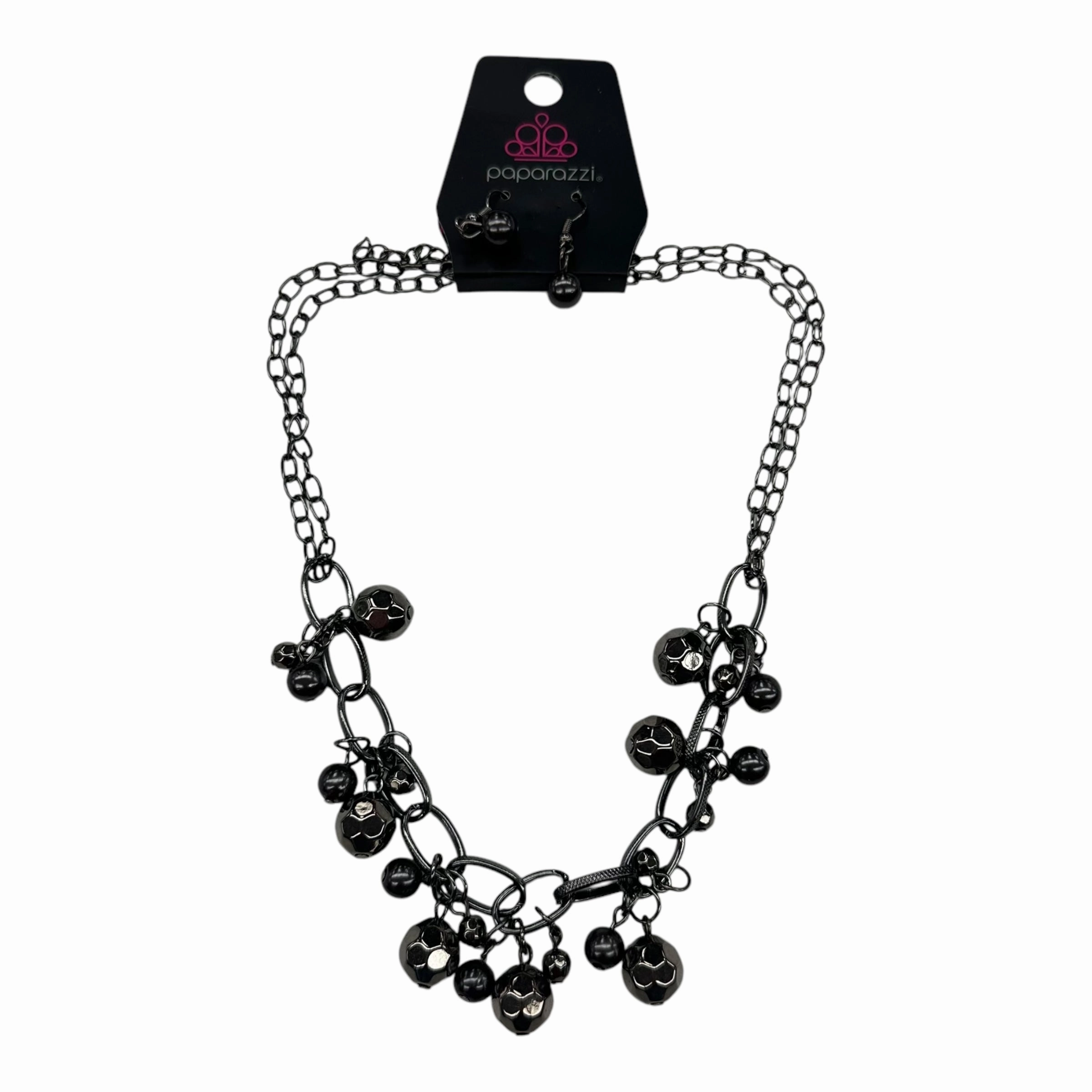 Necklace Set By Paparazzi In Black & Silver, Size:02 Piece Set