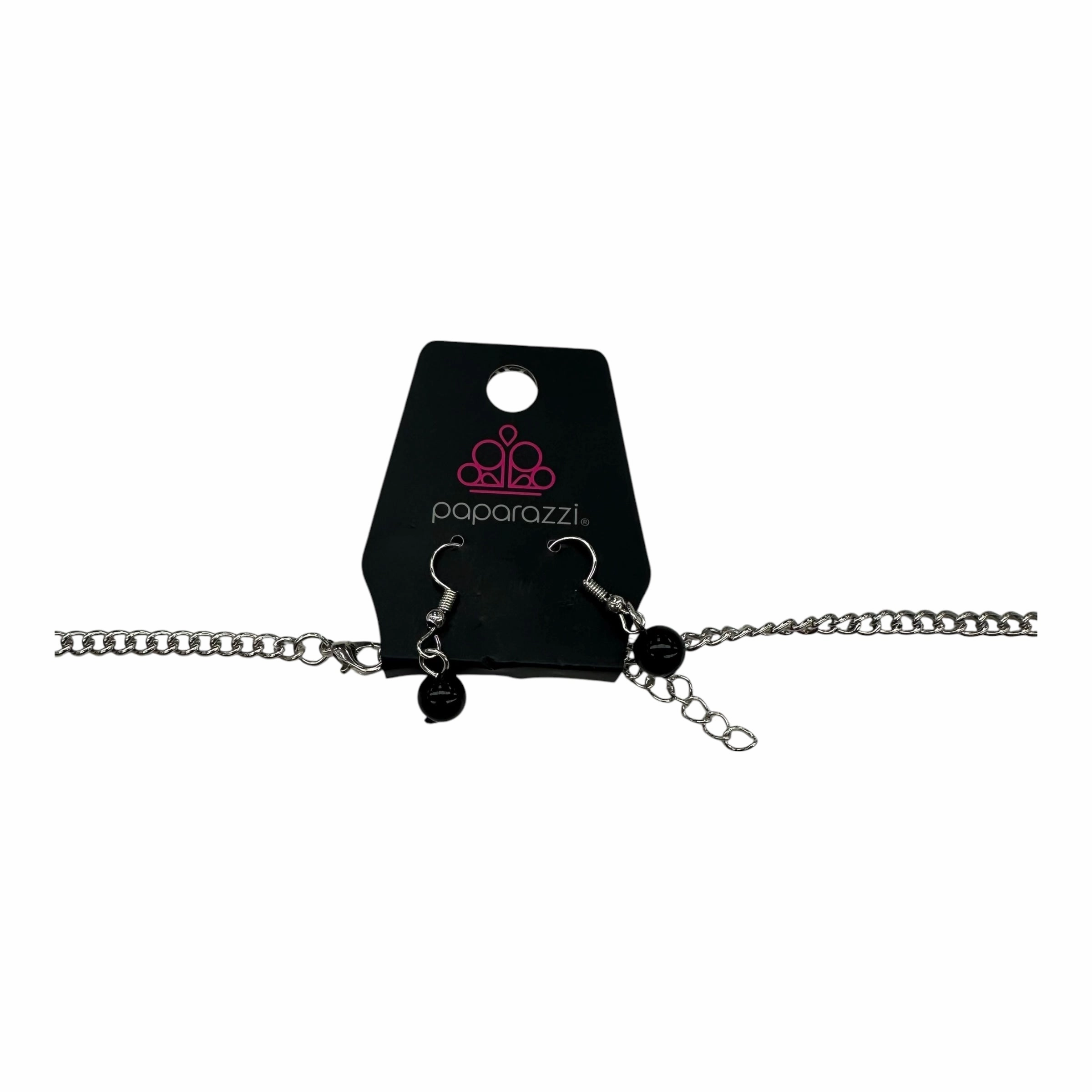 Necklace Set By Paparazzi In Black & Silver, Size:02 Piece Set