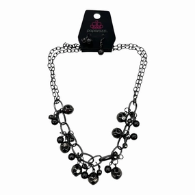 Necklace Set By Paparazzi In Black & Silver, Size:02 Piece Set