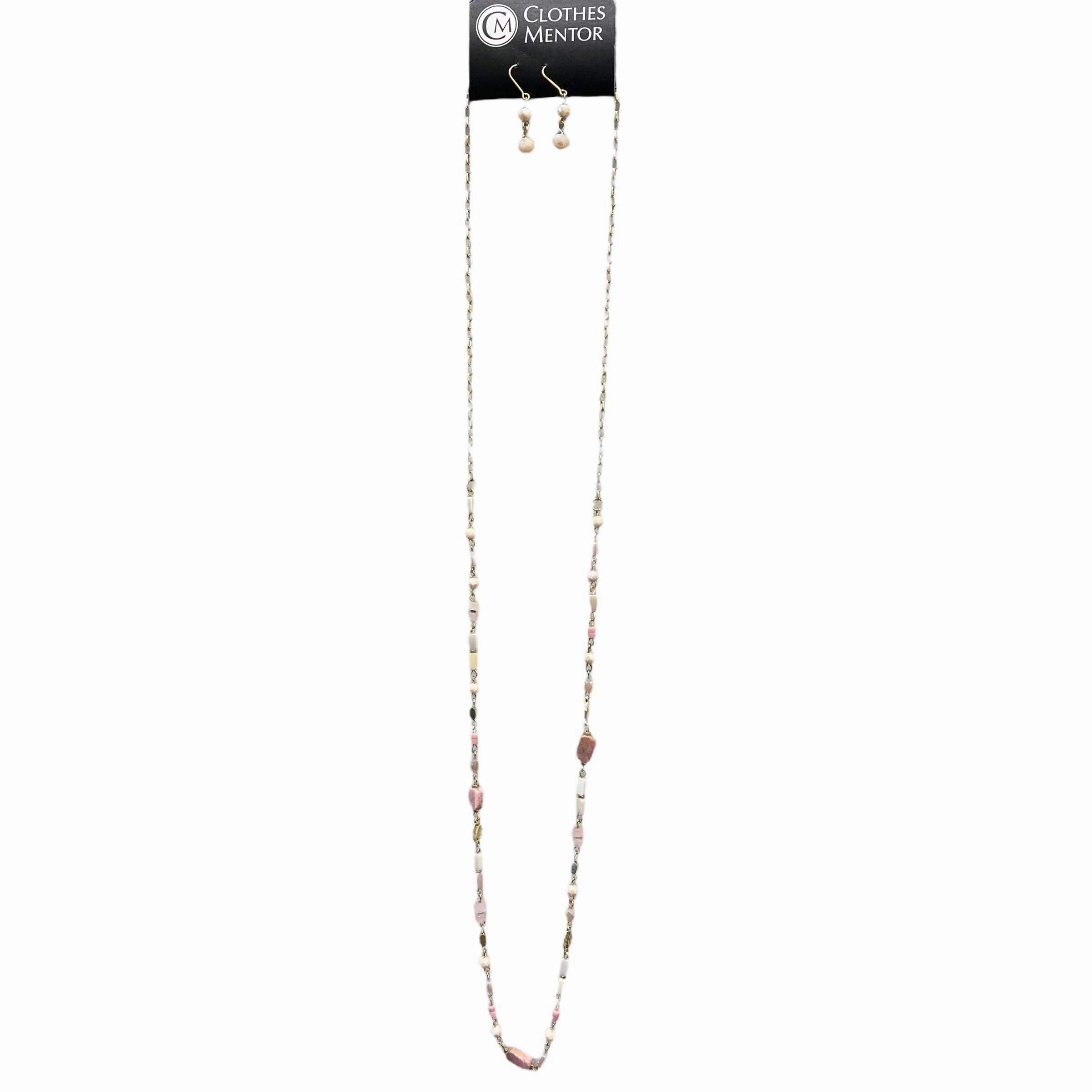Necklace Set In Gold & Pink, Size:02 Piece Set