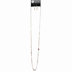Necklace Set In Gold & Pink, Size:02 Piece Set