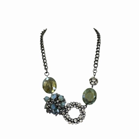 Necklace Statement By Cme In Blue & Grey