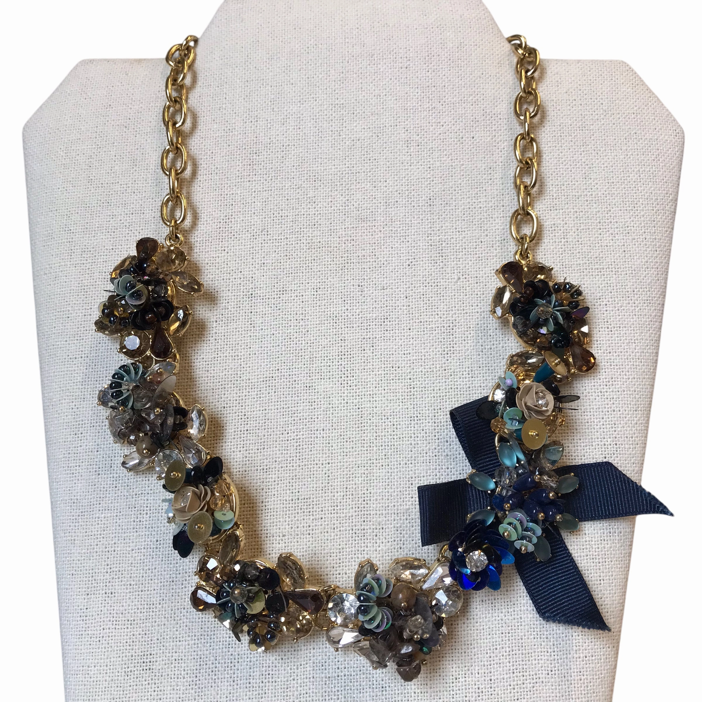 Necklace Statement By Talbots In Blue & Gold
