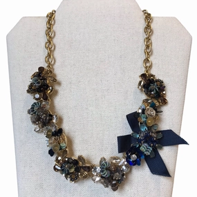 Necklace Statement By Talbots In Blue & Gold