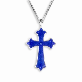 Nicole Barr Blue Enamel Cross Pendant Necklace