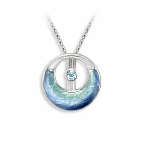 Nicole Barr Blue Topaz Cut-Out Circle Necklace