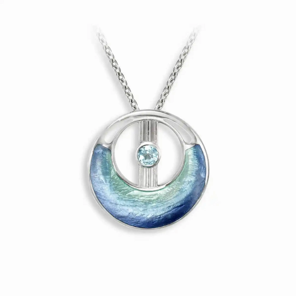 Nicole Barr Blue Topaz Cut-Out Circle Necklace