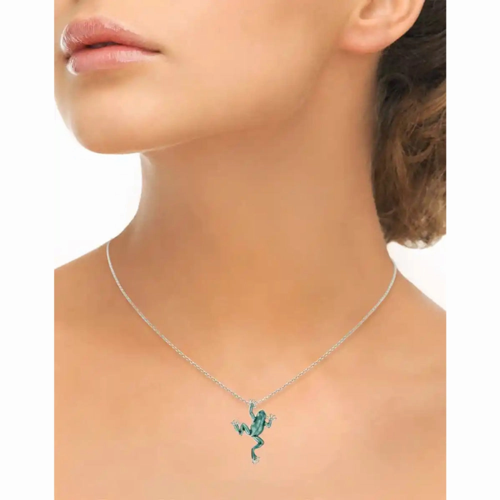 Nicole Barr Green Frog Necklace