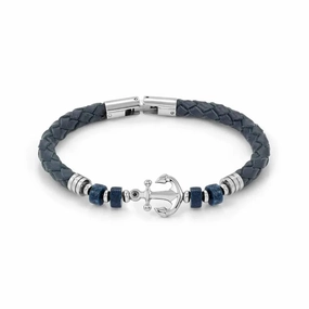 Nomination Atlante Bracelet, Anchor & Natural Stones, Synthetic Leather