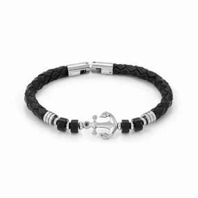 Nomination Atlante Bracelet, Anchor & Natural Stones, Synthetic Leather