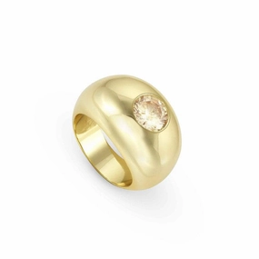 Nomination Aurea Ring, Rounded Champagne Cubic Zirconia, 24K Gold