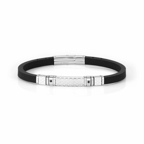 Nomination City Bracelet, Rubber & Black Cubic Zirconia, Stainless Steel