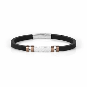 Nomination City Bracelet, Rubber & Cubic Zirconia, Brown PVD, Stainless Steel
