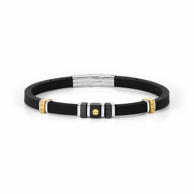 Nomination City Bracelet, Rubber, Yellow Gold, Stainless Steel